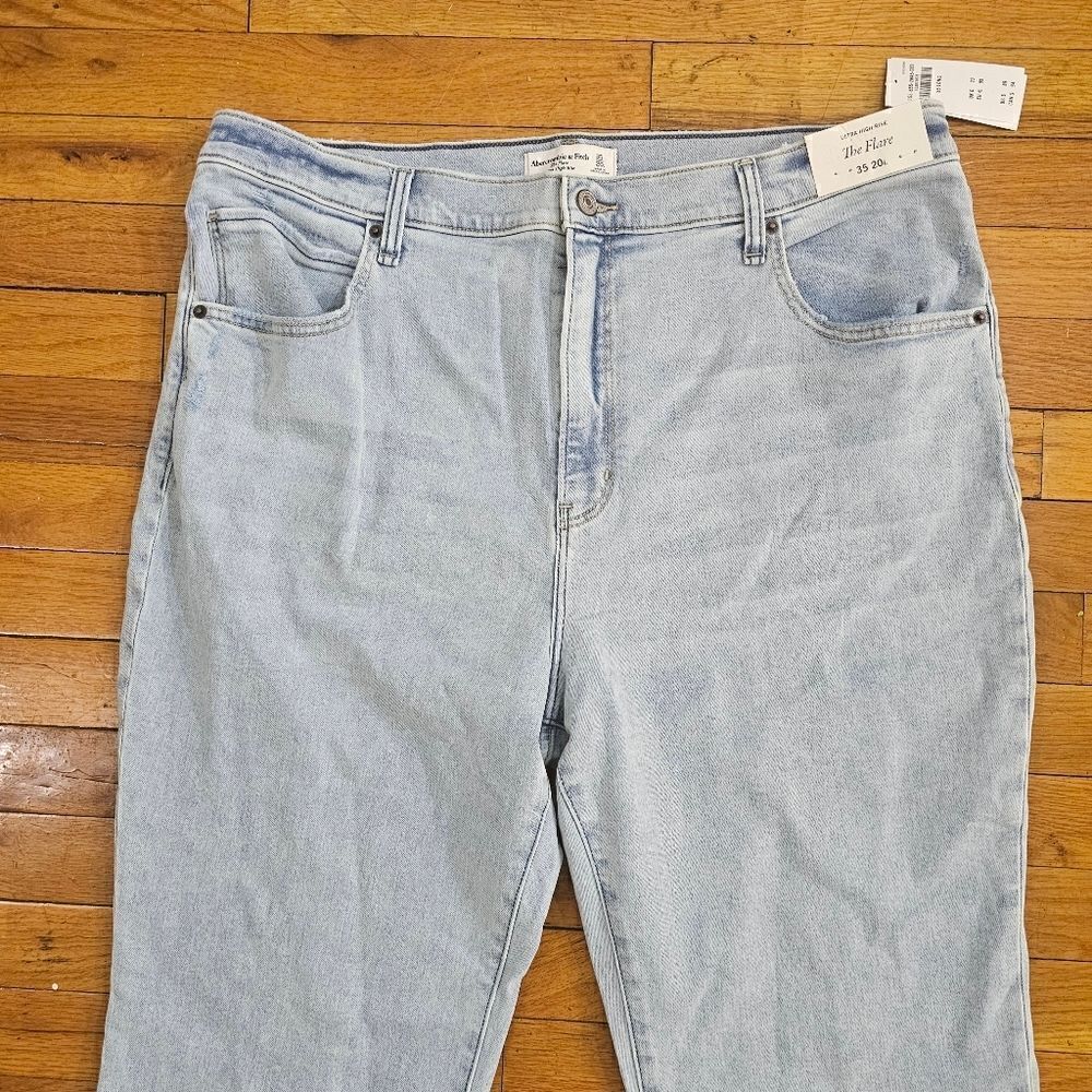 Abercrombie Fitch Flare Leg Blue Denim Jeans Size 35 - Picture 5 of 12